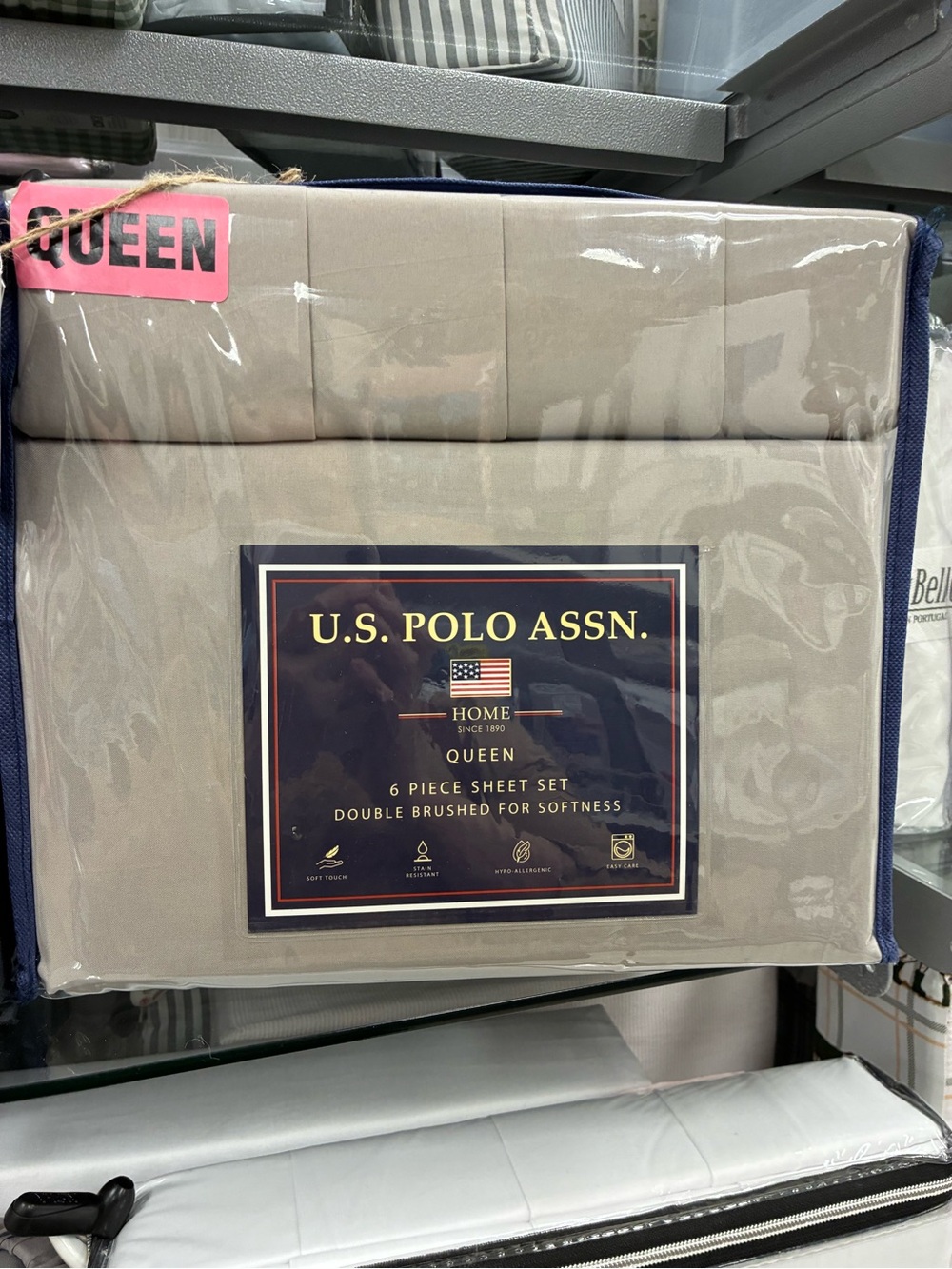 U.S. Polo Assn. Queen Sheet Set in Taupe